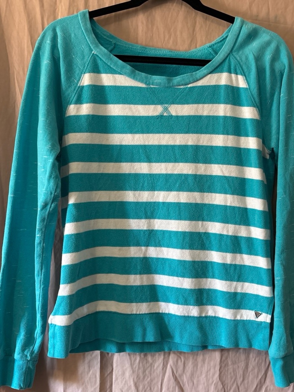 Guess Turquoise & White Striped Long-Sleeve Tee